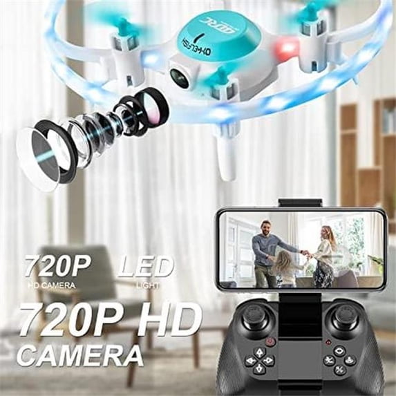 UNO1RC NM56208 RC Helicopter Quadcopter Mini Drone with 720P Camera for Kids - Blue