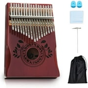 UNOKKI Mahogany Kalimba (Cherry, Glossy Finish) – Thumb Piano with Hand Rest & 17 Keys – Personal Musical Instrument for Kids & Adults, Beginners to Professionals – Includes Tuning Hammer & More