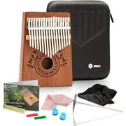 UNOKKI Mahogany Kalimba (Light Brown) with Hard Travel Case – Thumb Piano with 17 Keys – Personal Musical Instrument for Kids and Adults, Beginners to Professionals – Includes Tuning Hammer and More