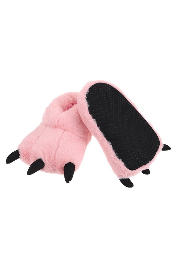 1 Pair Cartoon Claw Slippers Plush Pink Comfortable Shoes for Winter Use