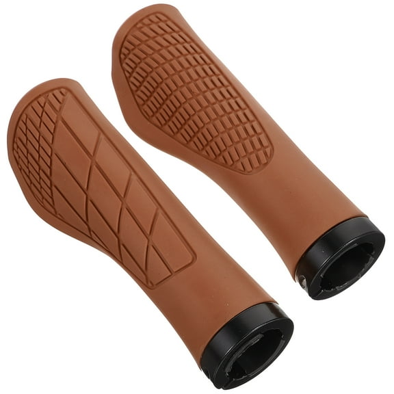 Soimiss Durable Rubber Bike Handlebar Grips for Protection Brown Color with Anti Slip Design 1 Pair