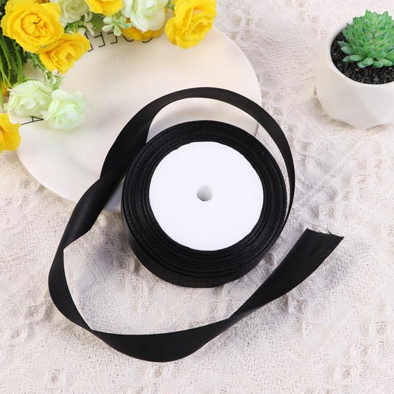 Soimiss Craft Ribbon Double Sided Satin Black for Wedding Invitations and Party Decor