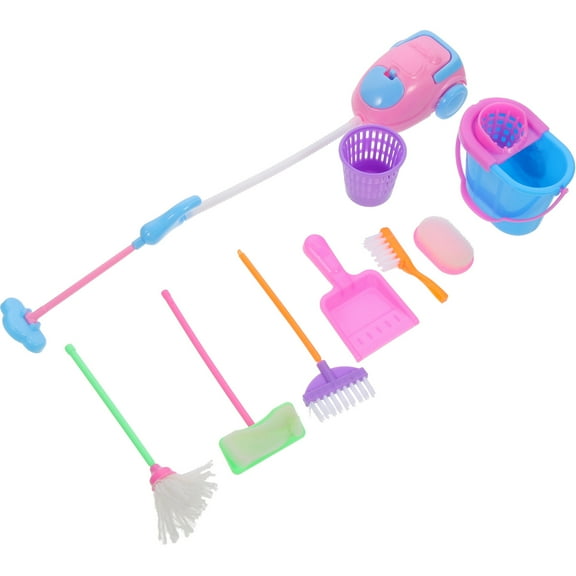 UNOMOR 1 Set Dollhouse Cleaning Supplies Assorted Color Plastic Tools