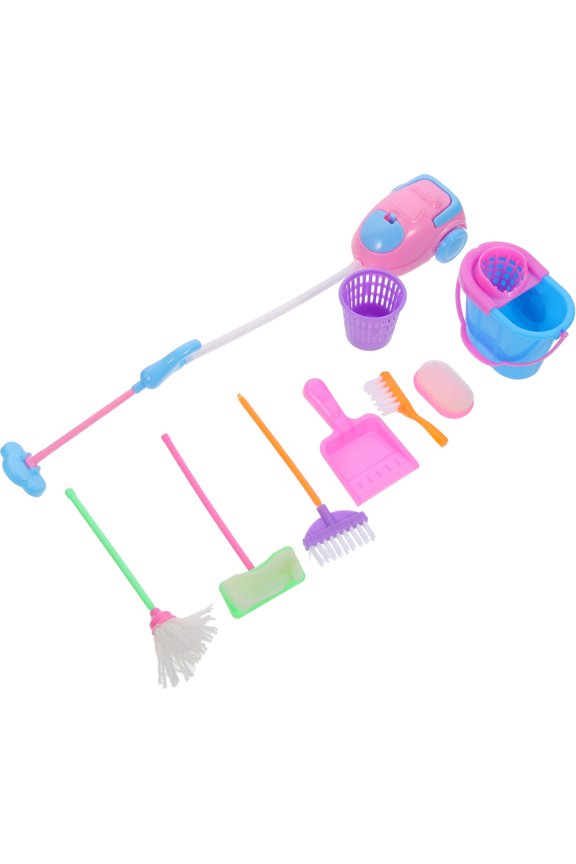 1 Set Dollhouse Cleaning Supplies Assorted Color Plastic Tools