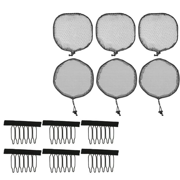 Soimiss Black Weaving Net Cap Drawstring Elastic Properties Adult Women Different Occasions 1 Set