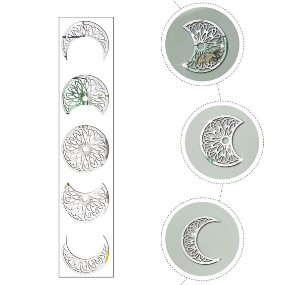Soimiss Wall Decals for Bedroom Moon Shape 1 Set 48.2x11.6in