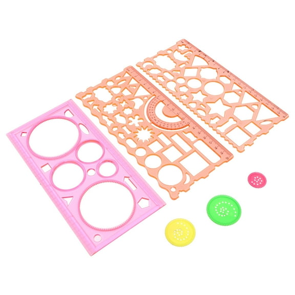 Soimiss 3Pcs Creative Drawing Template Ruler Easy to Use Geometric Drawing Tool