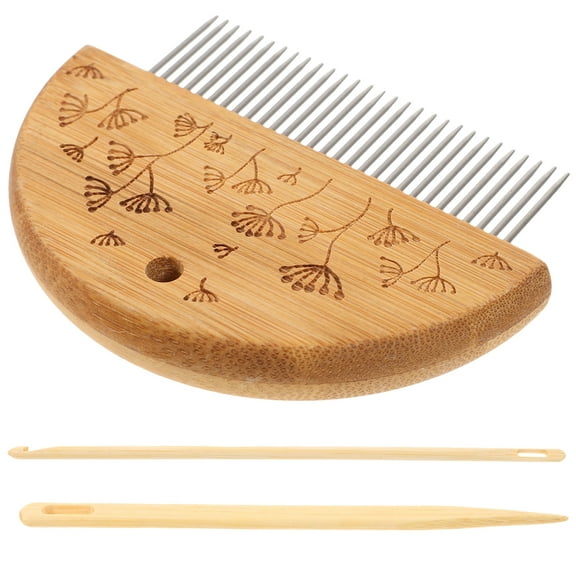 Soimiss Tapestry Hand Loom Tool Loom Comb Set Wood 1 Set Home Decoration