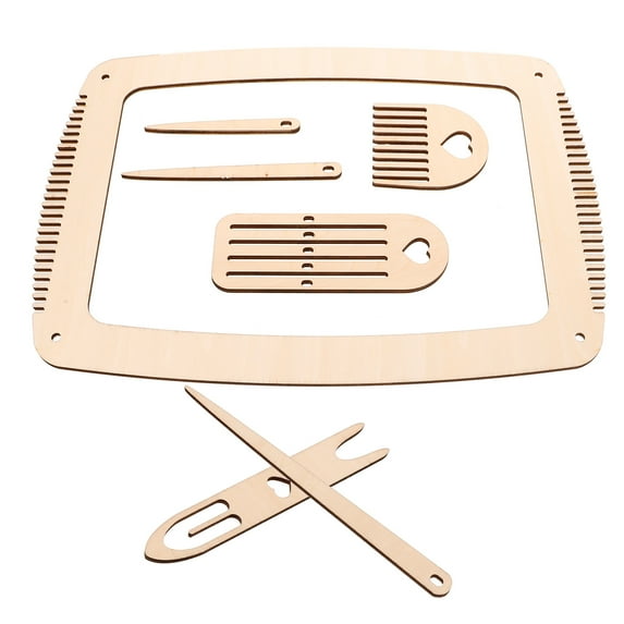 Soimiss 1Set Durable Wooden Knitting Loom Kit for Beginners with Weaving Sticks Beige