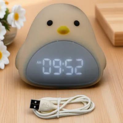 Soimiss 1Set Alarm Clock Night Lamp White Simple Stylish Desktop Light