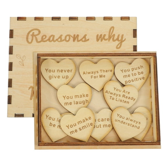 Soimiss Friend Keepsake Box Wooden Heart Slice Wood 1 Set (1 Box + 10 Hearts)