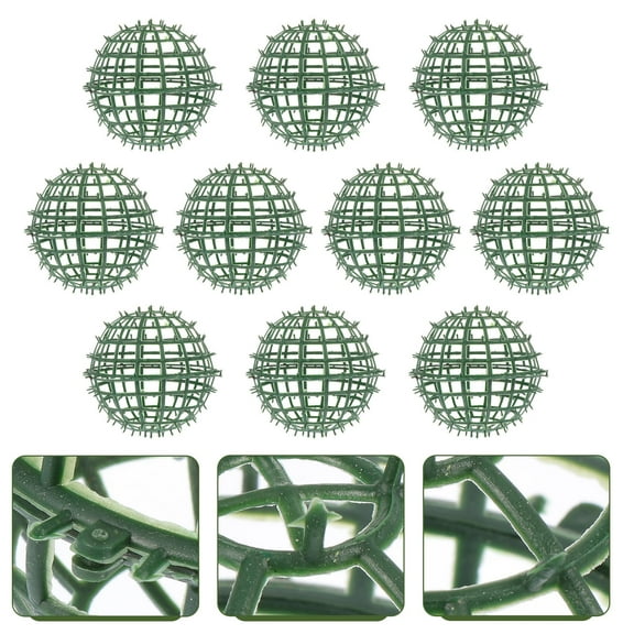 UNOMOR 10 Pcs Round Topiary Frame Plastic Green Floral Round Spheres Homeowners Living Room