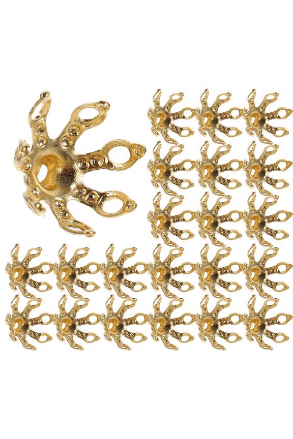 UNOMOR 100pcs Hair Accessories Making End Caps Copper Golden for Women