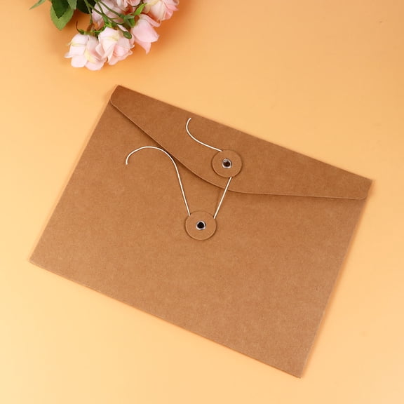 Soimiss 10Pcs Light Brown Kraft Paper Portfolio Set Unique Design File Organizer