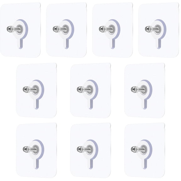 Soimiss 10Pcs Plated Silver Wall Seamless Hooks Easy Use Self Adhesive Home Hooks