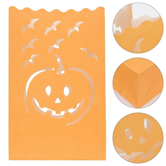 UNOMOR 10Pcs Paper  Decorations Orange Pumpkin Shape for Events