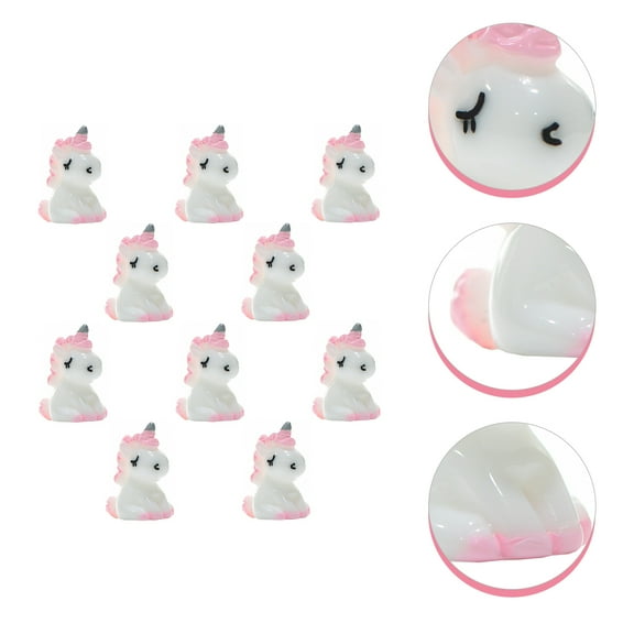 UNOMOR 10pcs Simulation Mini Unicorn Figurines Pink DIY Material for Miniature Garden