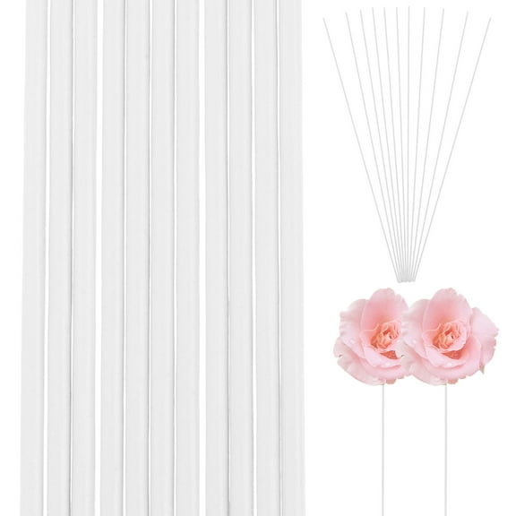 Soimiss Floral Stem Wire Artificial Flower Stems Plastic Iron Wire White 11Pcs