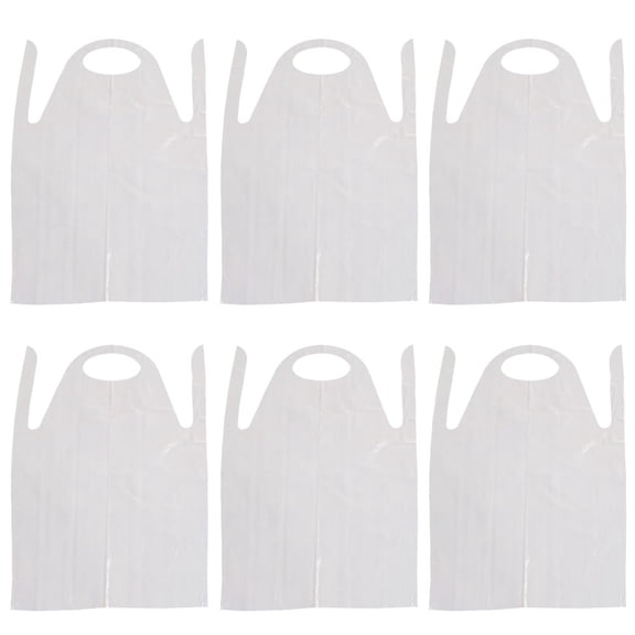 Soimiss Oil-Proof Sleeveless White Pe Plastic Cooking Apron for Kitchen 12Pcs