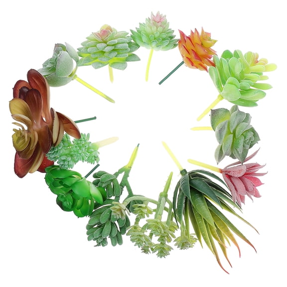 UNOMOR 13Pack Faux Succulent Stems PVC Decoration for Party and Wedding Bouquet