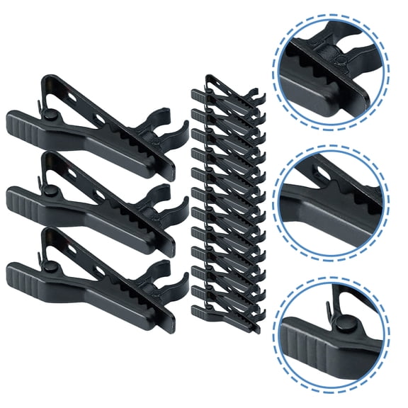 Soimiss 15Pcs Black Microphone Holder Clips Universal Mic Clamp for Professional Wireless Mics