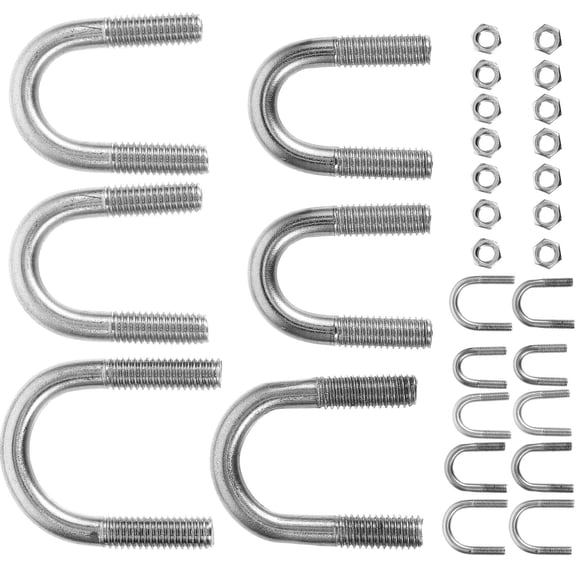 UNOMOR 16 Pcs U Bolt Fasteners Stainless Steel Silver for Pipes Plumbing Domestic Use