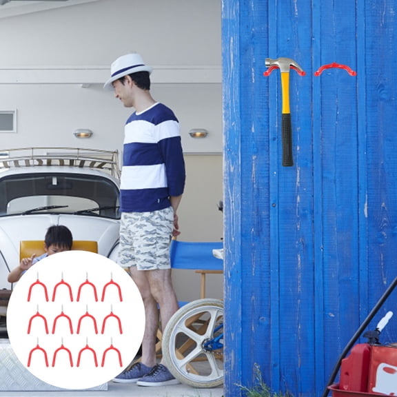 UNOMOR 16pcs Tool Hangers for Garage Wall in Red Steel for Hanging Tools