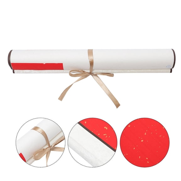 UNOMOR 1Pack Hanging Scroll Paper Calligraphy Vintage Red for Artists Office Decoration