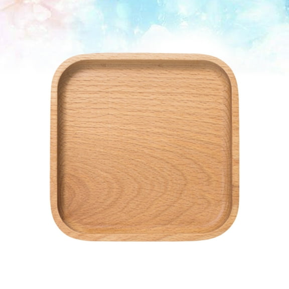 UNOMOR 1Pack Japanese Style Square Serving Tray Beechwood Fruit Platter for Dining