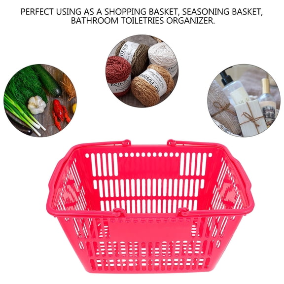 Soimiss 1Pc Practical Portable Beer Storage Basket Rosy Plastic Basket with Handle for Household Use