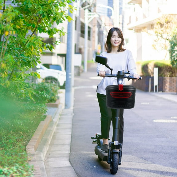 Soimiss Mountain Bike Storage Basket Red Plastic Front Frame Container with Anti-Theft Lock