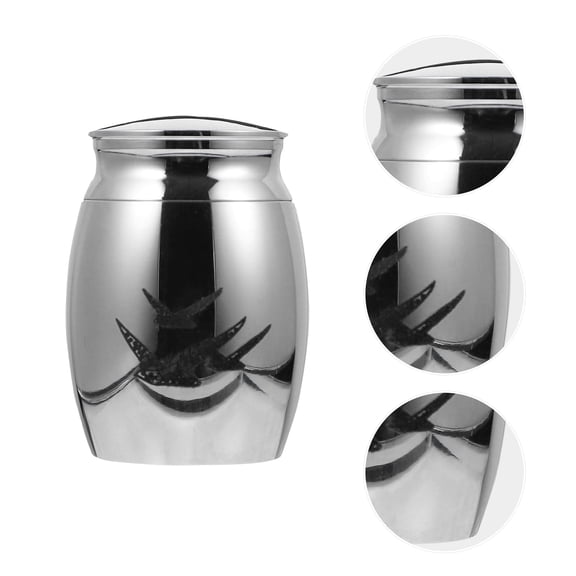 Soimiss Plated Silver Metal Pet Ash Urn Durable Stainless Steel Cinerary Casket 1Pc
