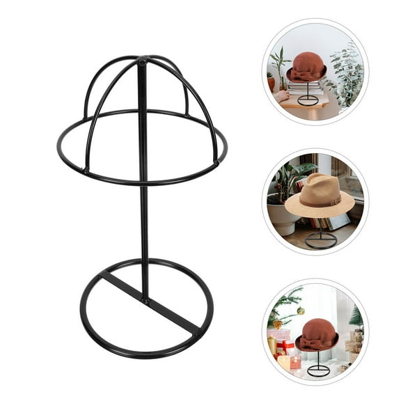 Soimiss Modern Style Black Hat Display Stand with Strong Support Pole for Home Use