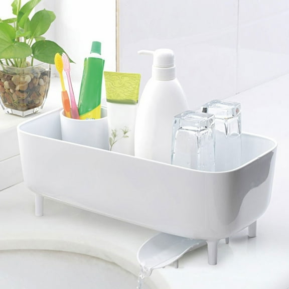 UNOMOR 1Set Dishware Storage Box for Kitchen Sink Tidy White ABS Kitchen Organizer