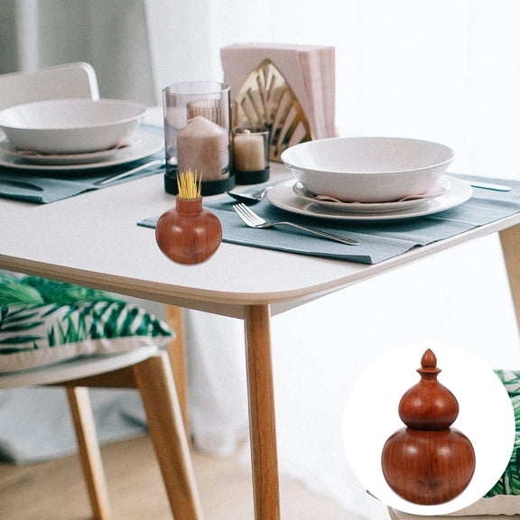 UNOMOR 1pc Portable Toothpick Holder Box Wood Decorative Storage for Housewarming present