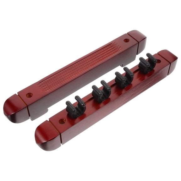 Soimiss 1Set Durable Dark Red Wood Pool Cue Rack Wall Mount for Pool Table Storage and Display