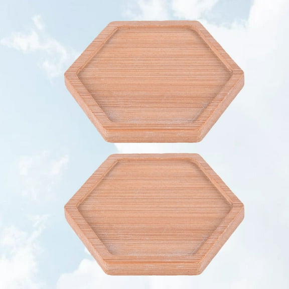 UNOMOR 2 Pcs Light Yellow Wood Pastry Tray for Breakfast Serving Food in Coffee Shop and Restaurant