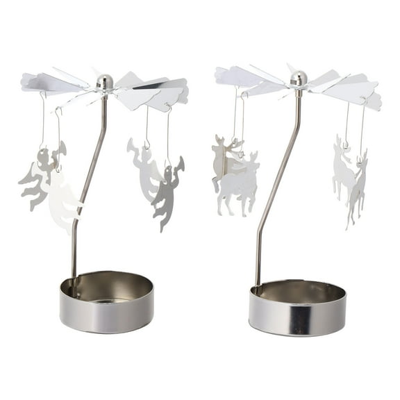 UNOMOR 2 Pcs Sleek Metal Candlestick Holder for Decor Silver