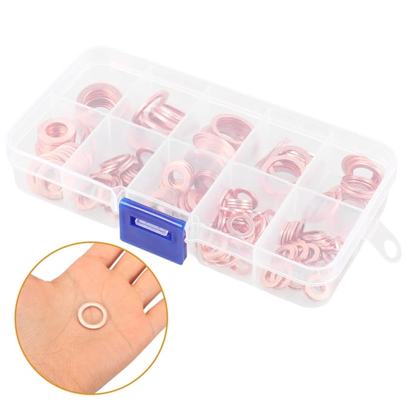 Soimiss Copper Sealing Washers Assortment Set Rose Plated Gold for Machine Bolts 1Set
