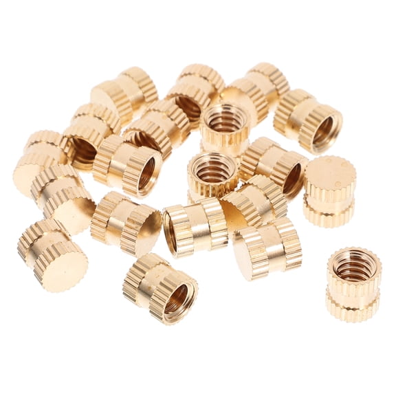 Soimiss 20Pcs Golden Brass Threaded Inserts for Plastic Heat Set Embedment Nuts with Female Thread