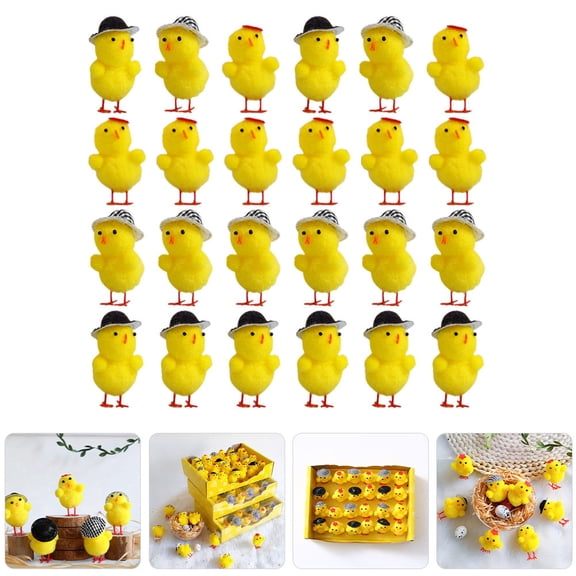 Soimiss 24Pcs Plush Chicken Decoration Soft Yellow Easter Chick for Home and Office Decor