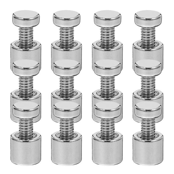 UNOMOR 24pcs Glass Standoff Screws Nickel Electroplating Mounting Hardware for Advertisers in Retail Stores