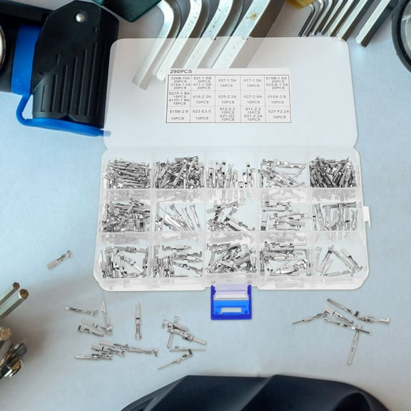 UNOMOR 290pcs Terminal Pin Kit for Wire Terminals Silver Alloy Automotive Wiring