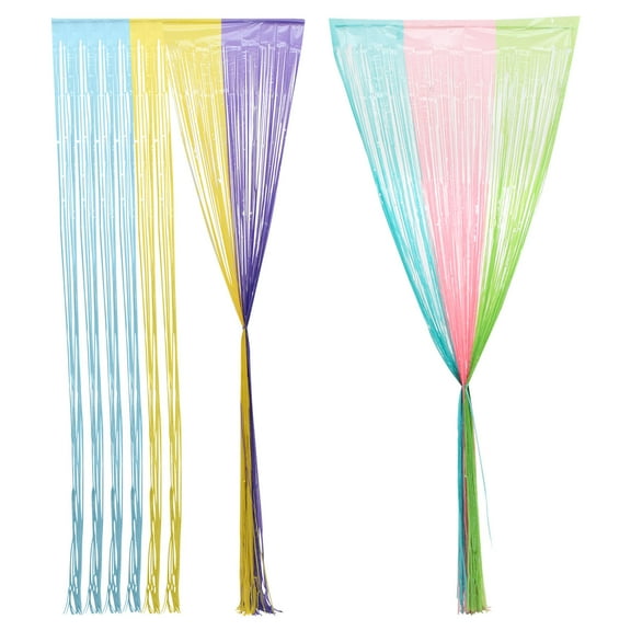 Soimiss 2Pcs Reusable Foil Fringe Curtain Streamer for Door Window Wall Party Backdrop Decoration