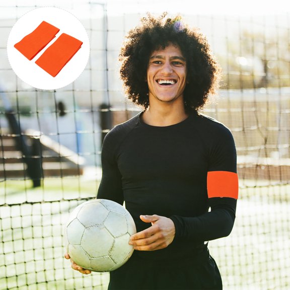 Soimiss Sports Armbands Captain Sleeve Marks Orange 2Pcs for Fan Gear