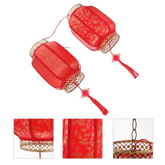 Soimiss 2Pcs Ancient Style Red Lantern Hanging Decor for New Year Celebration