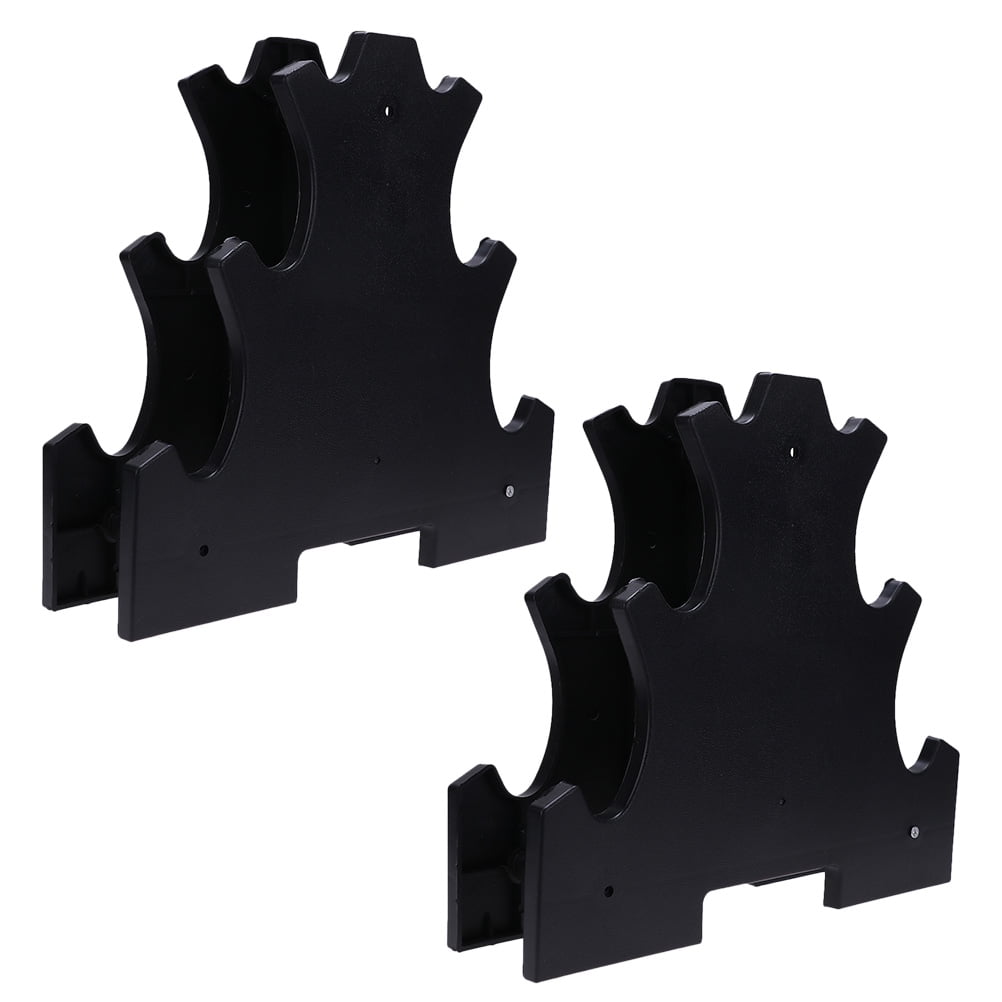 Soimiss 2Pcs Dumbbell Weight Rack ABS Black for Fitness Room Storage Solution
