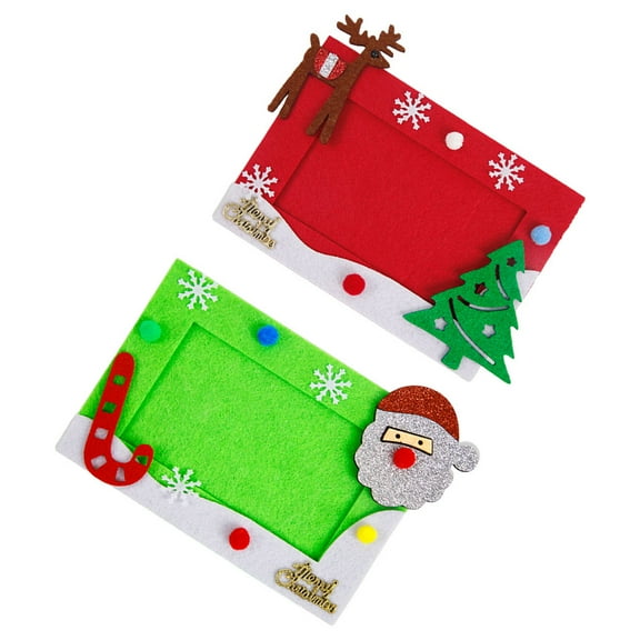 Soimiss 2Pcs Christmas Felt Photo Frames Assorted Color Picture Frame Craft