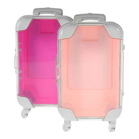 Soimiss 2Pcs Small Makeup Suitcase Travel Makeup Carrier Cosmetic Case Portable Organizer in Assorted Colors