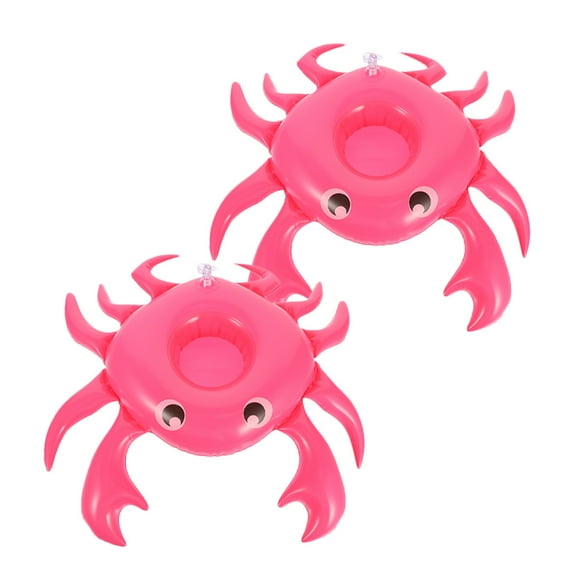 UNOMOR 2Pcs Pool Float for Drinks Crab Shaped PVC Waterproof Stability Support for Water Activities